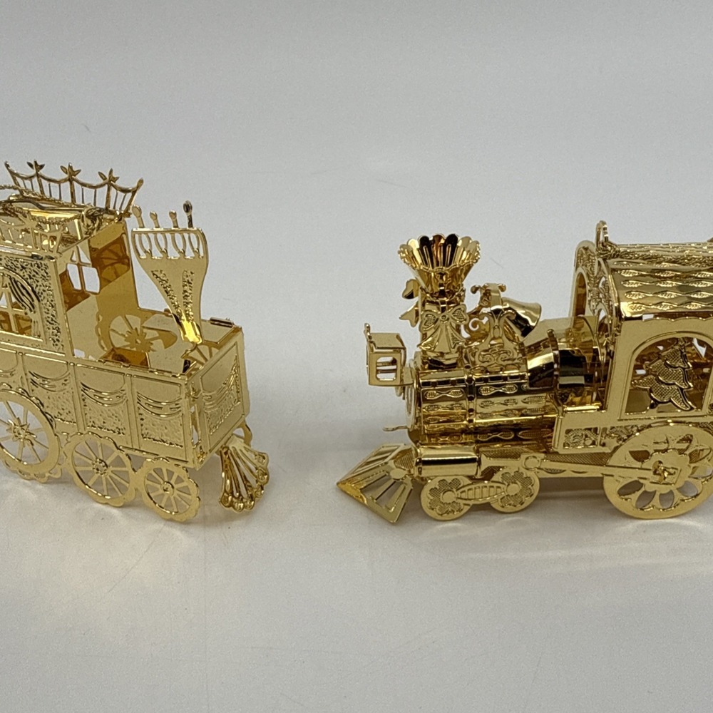 2 Danbury Mint 1990s Christmas Ornaments 23K gold Plated